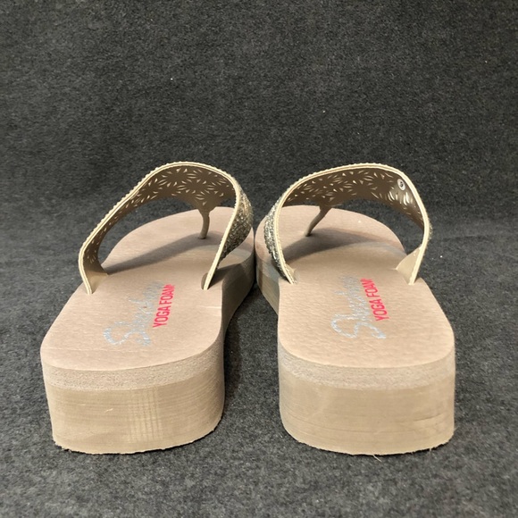 Skechers Shoes Women’s Taupe Cali Vinyasa-Glass Star Platform Flip Flops Size 9 - Picture 4 of 9